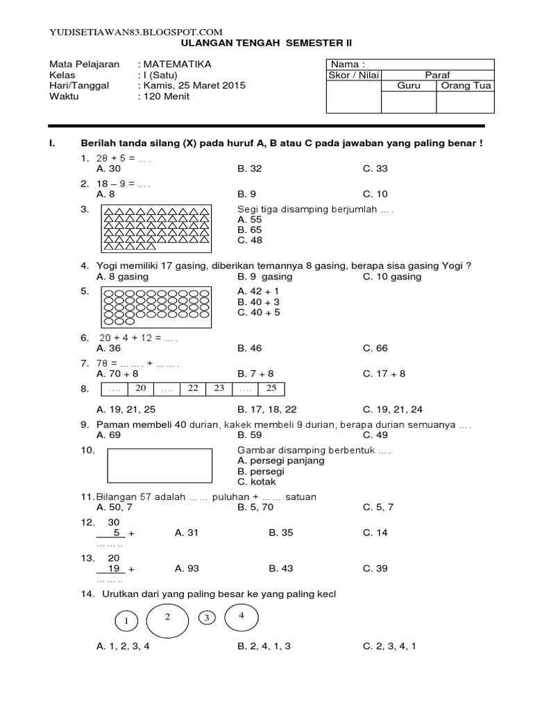 10 Rahasia Cepat Kuasai Soal Matematika Kelas 2 SD Semester 1 Agar Nilai Auto Sempurna