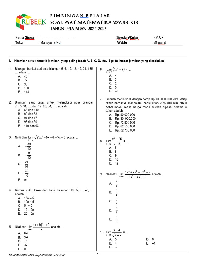 5 Rahasia Lolos Ujian Soal Pas Matematika Wajib Kelas 11 Semester 1 Kurikulum 2013 2026