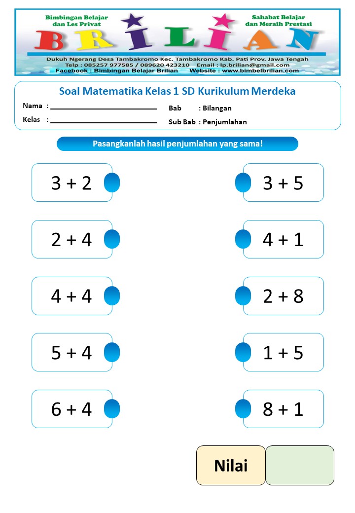 pelajaran matematika kelas 2 semester 1 Soal ujian anak sd kelas 6